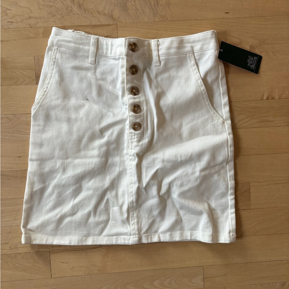 White denim skirt. Target brand: Wild Fable